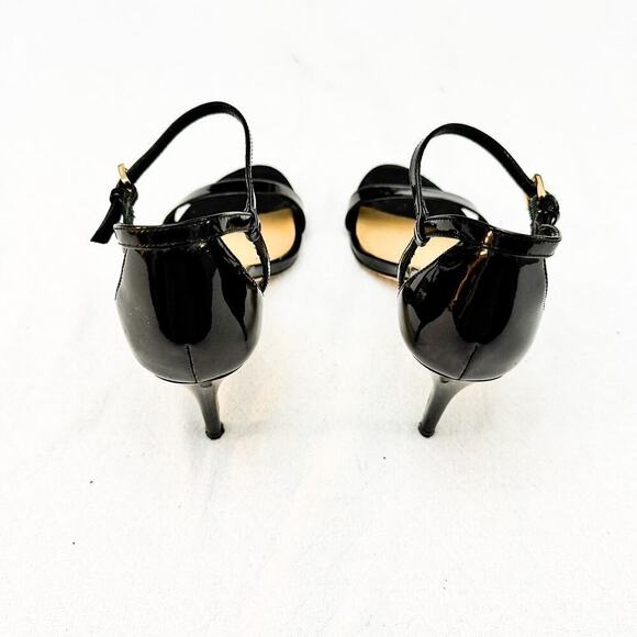 Michael Kors Patent Leather Black Open Toe Heel Sandal Size 7.5 - Picture 4 of 7